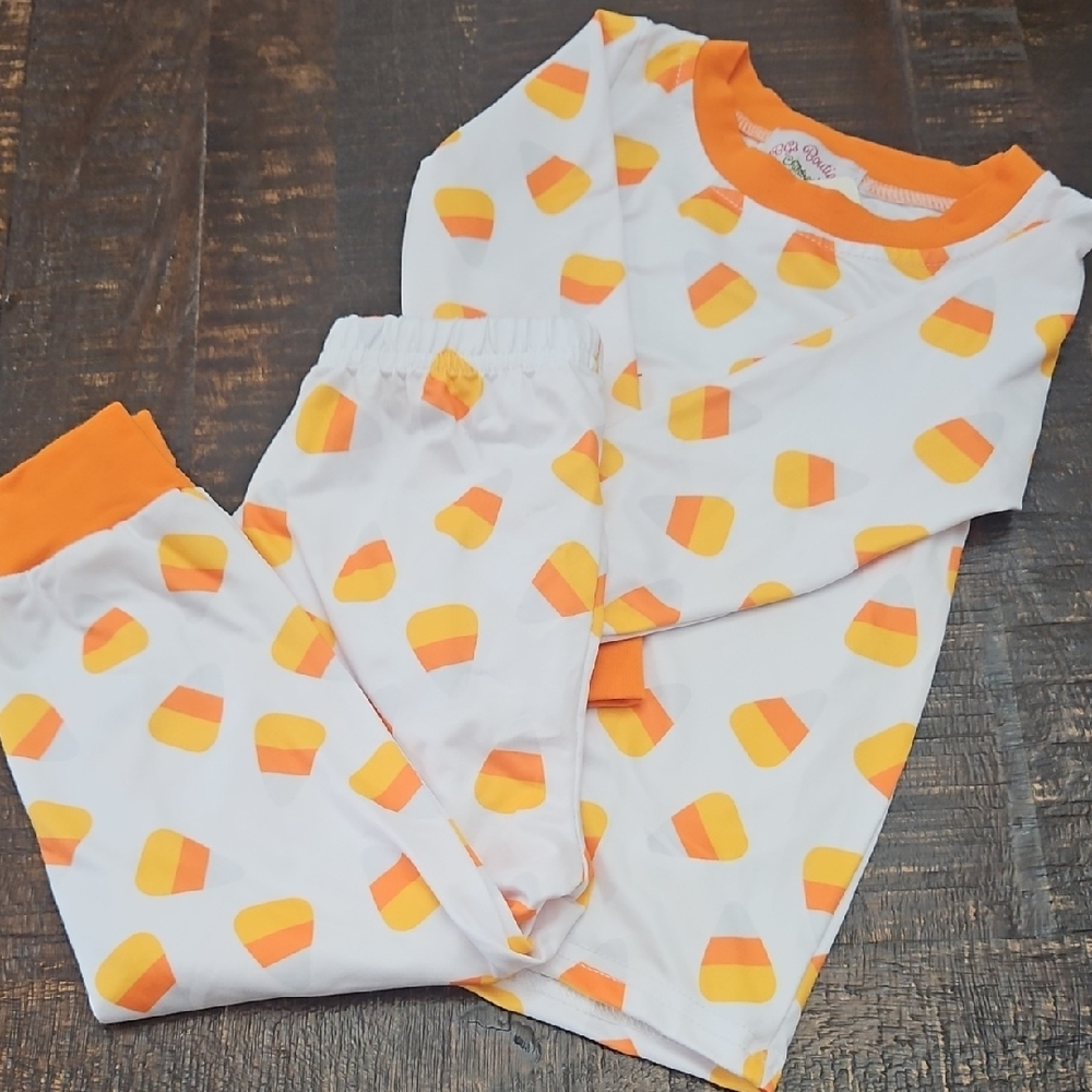 Source Unknown Orange and White Kids Pajama Set